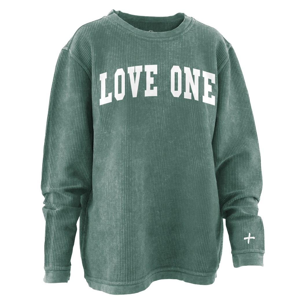Oversized Corded Sweatshirt Hunter Green