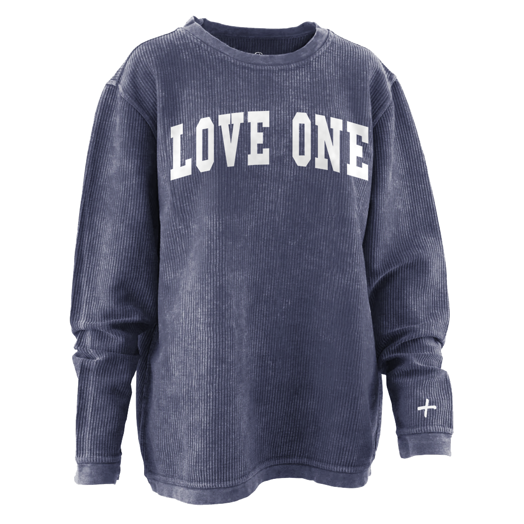 Oversized Corded Sweatshirt Navy