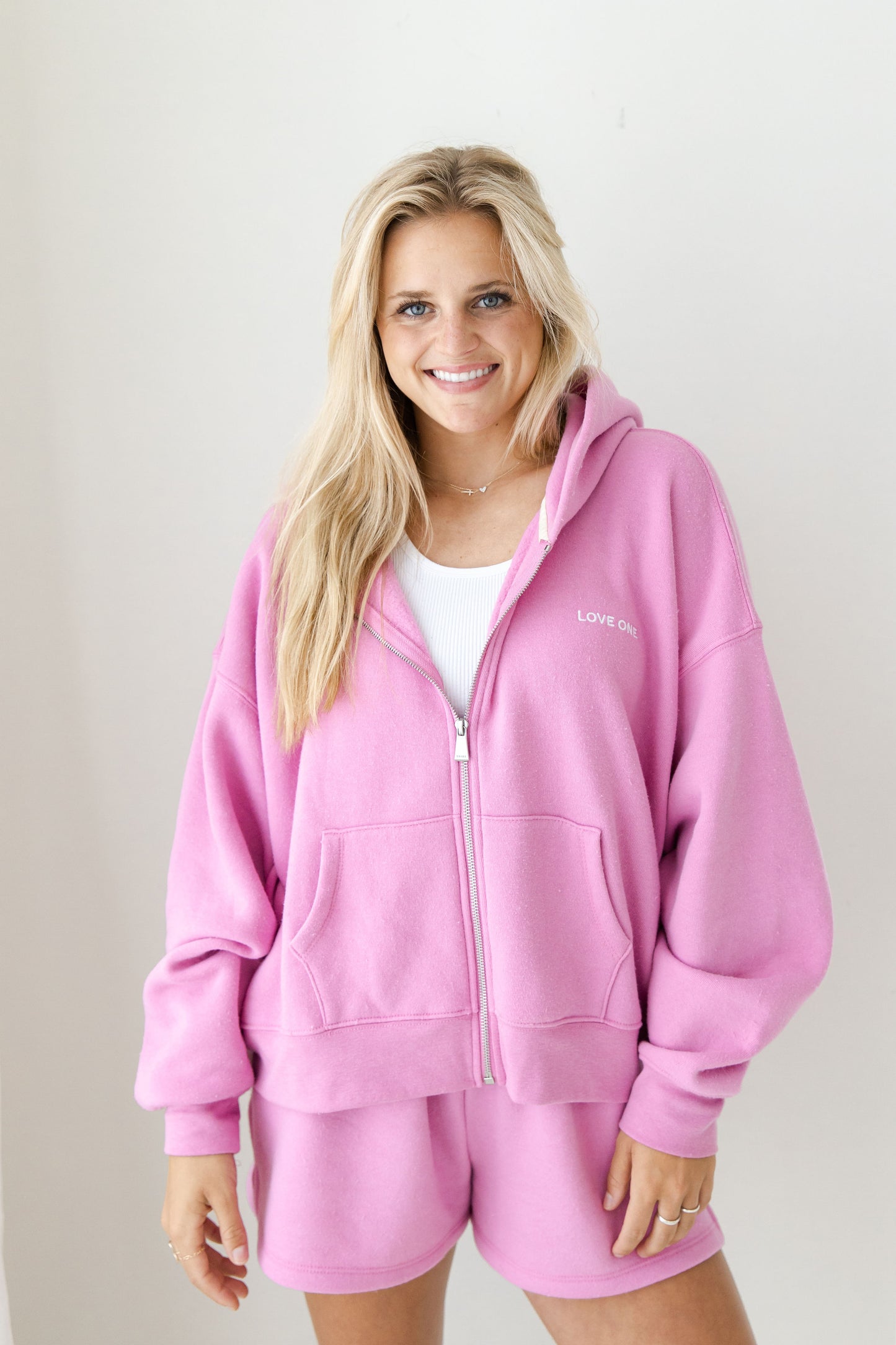 Butter Zip Up Hoodie - Electric Pink
