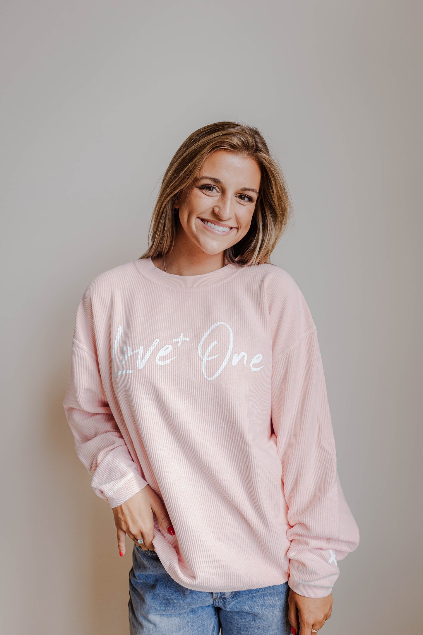 Oversized Corded Sweatshirt Pink