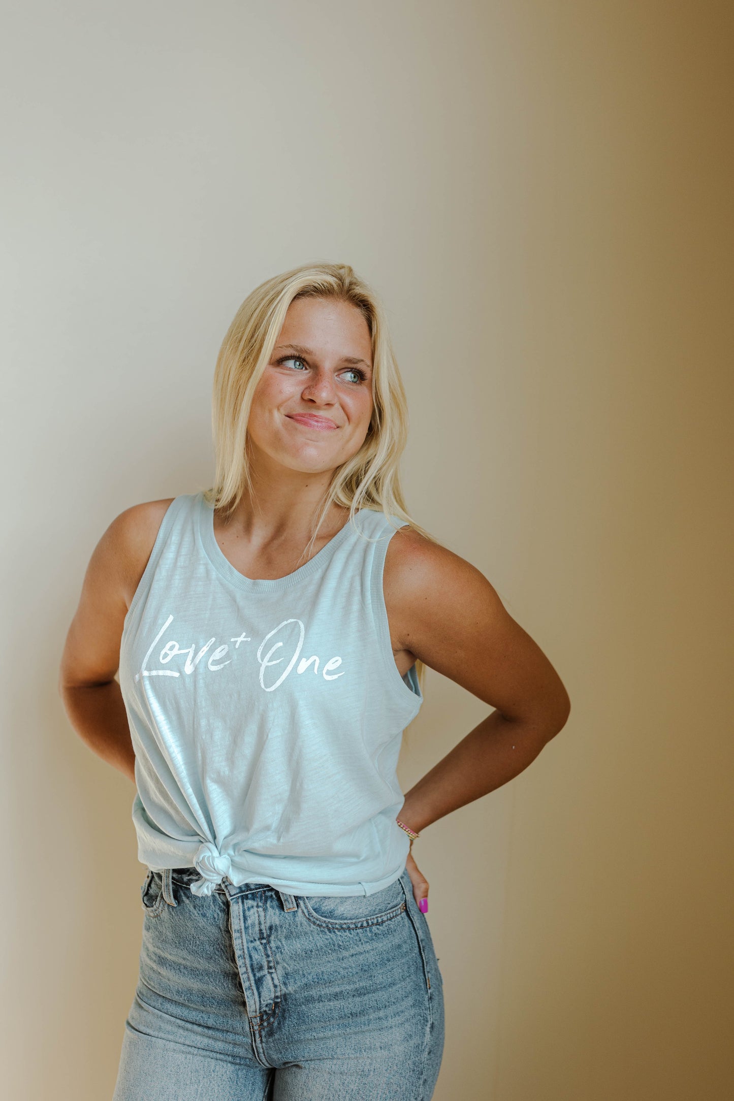 Light Blue Knotted Tank Top