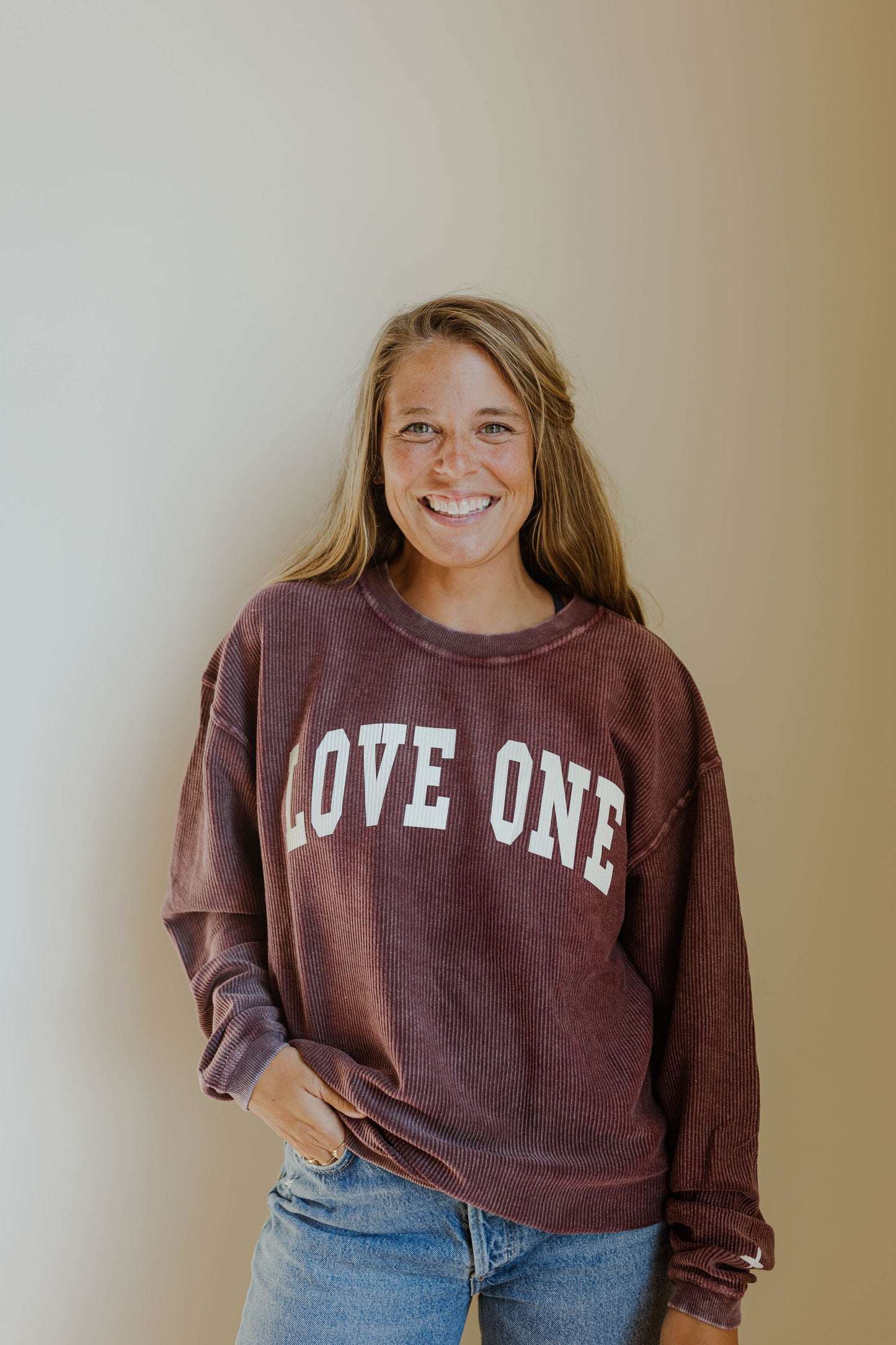 Oversized Corded Sweatshirt Maroon