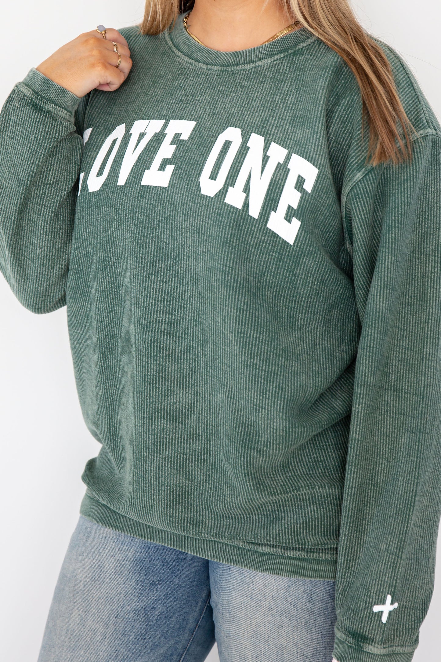 Oversized Corded Sweatshirt Hunter Green