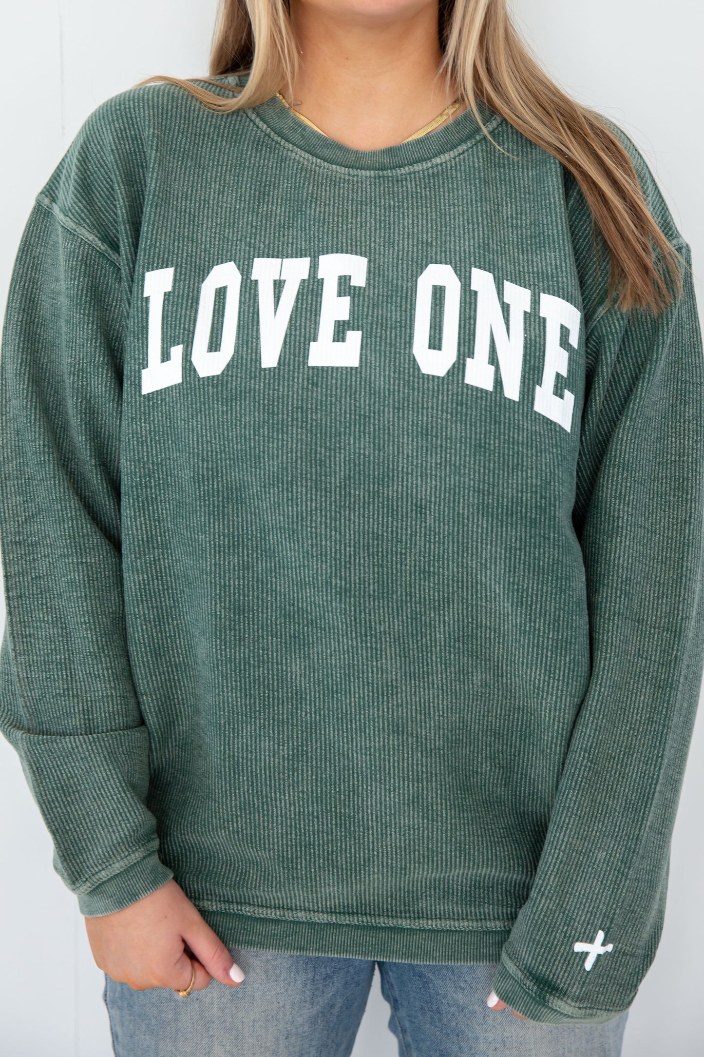 Oversized Corded Sweatshirt Hunter Green