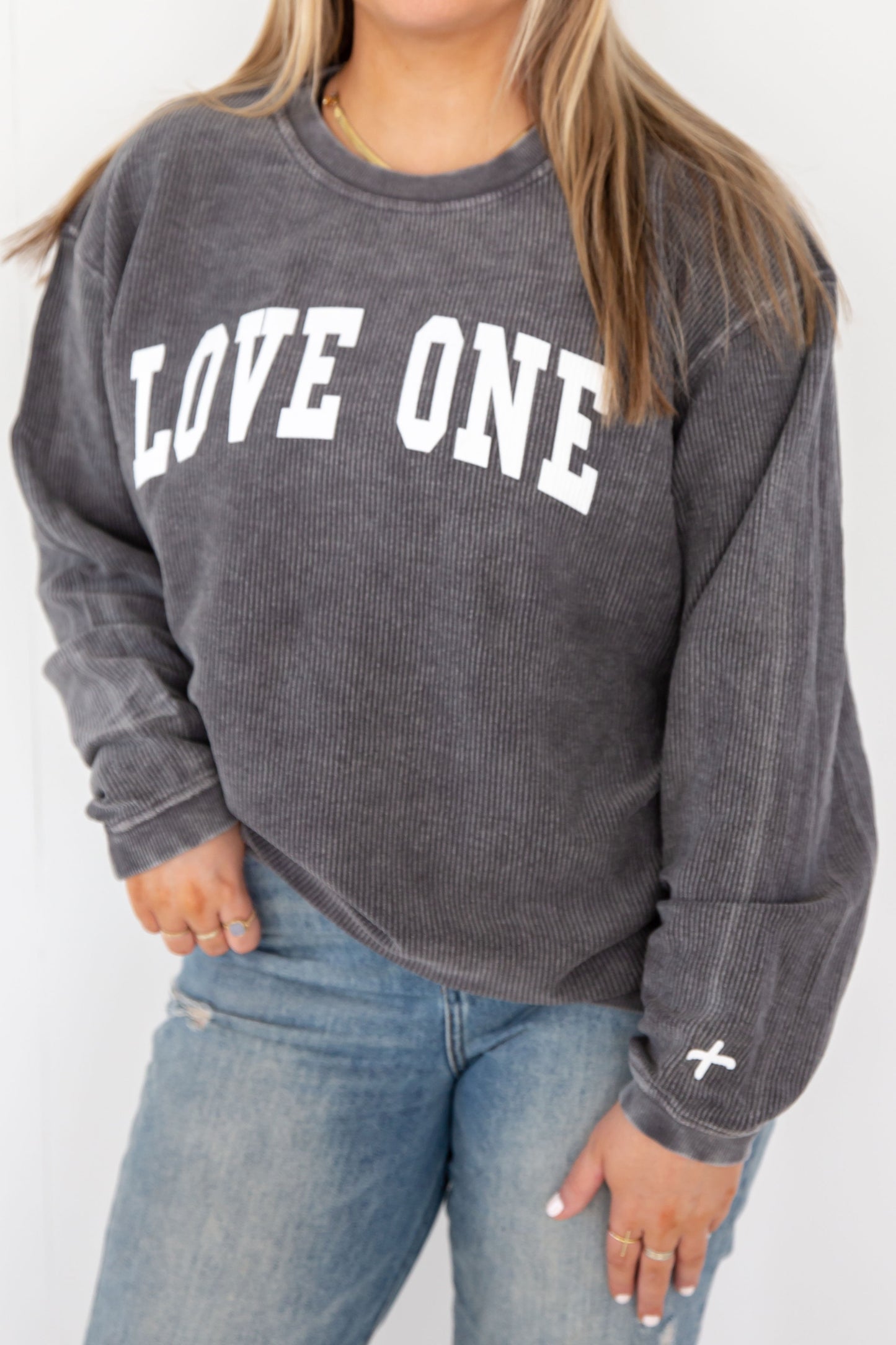 Oversized Corded Sweatshirt Charcoal