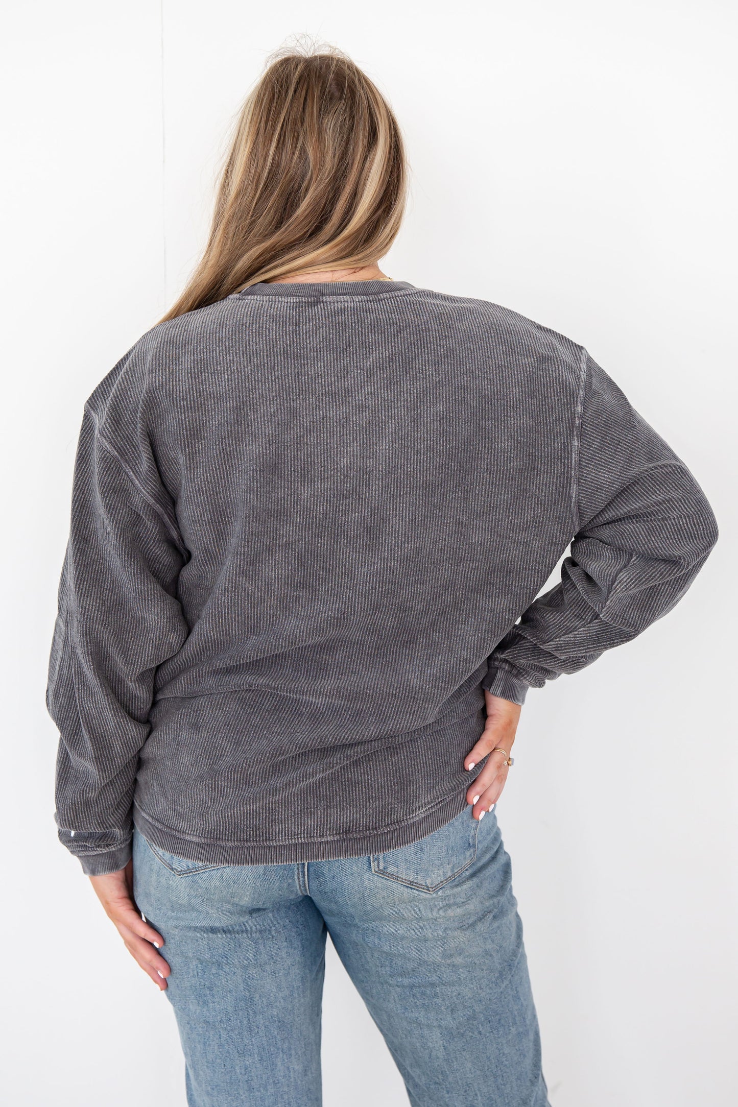 Oversized Corded Sweatshirt Charcoal
