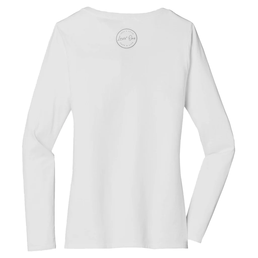 V Neck Long Sleeve Tee White