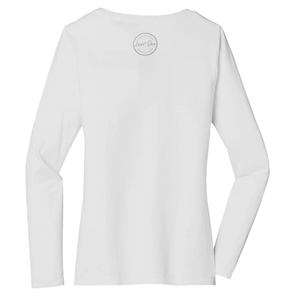 V Neck Long Sleeve Tee White