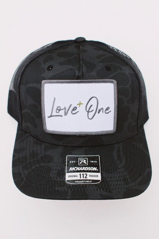 Black Camo Hat with Patch