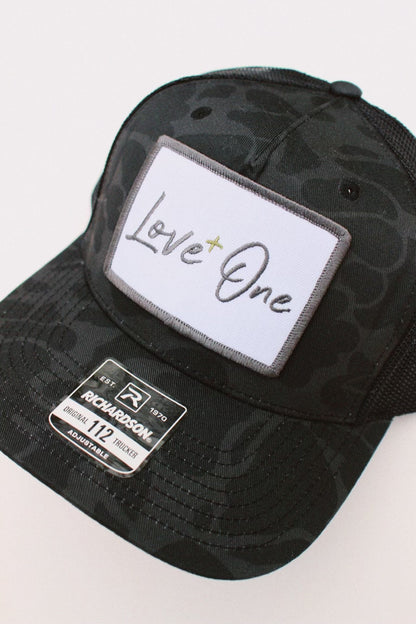 Black Camo Hat with Patch