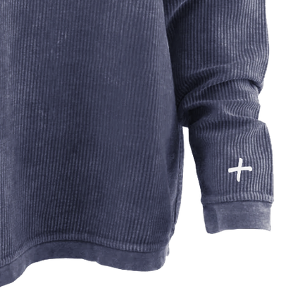 Oversized Corded Sweatshirt Navy