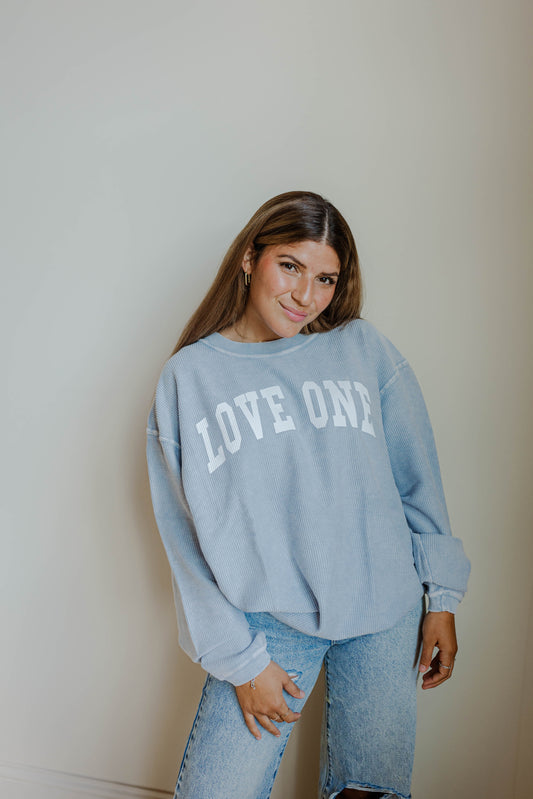 Love One Oversized Corded Sweatshirt Denim