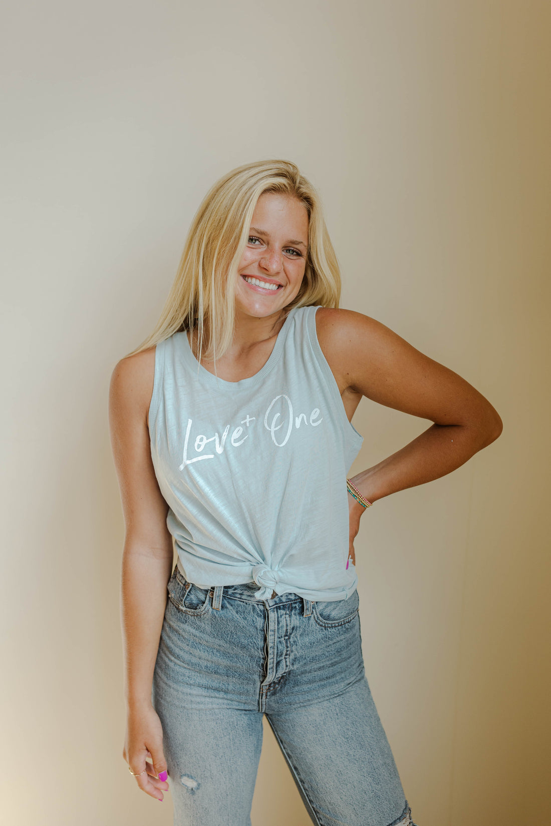 Light Blue Knotted Tank Top – Love One Store